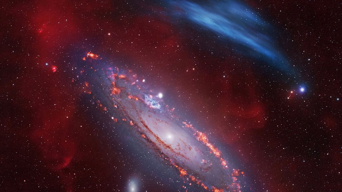 Ogromna mgławica tlenowa nad galaktyką Andromedy.