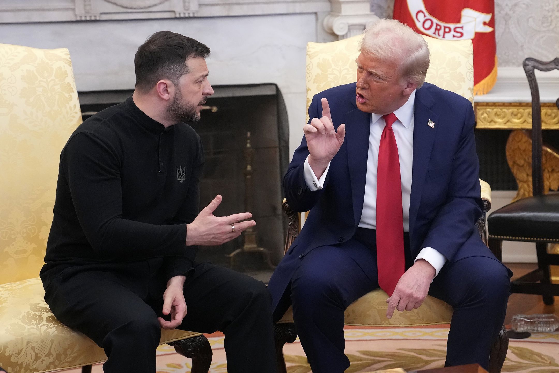 WASHINGTON, DC - FEBRUARY 28: U.S. President Donald Trump and Ukrainian President Volodymyr Zelensky meet in the Oval Office at the White House on February 28, 2025 in Washington, DC. Trump and Zelensky are meeting today to negotiate a preliminary agreement on sharing Ukraine’s mineral resources that Trump says will allow America to recoup aid provided to Kyiv while supporting Ukraine’s economy. (Photo by Andrew Harnik/Getty Images)
