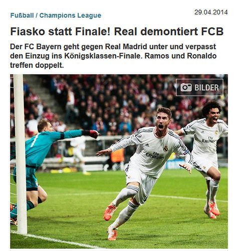 "Fiasko zamiast finału. Real rozmontował Bayern" - wybija portal sport1.de