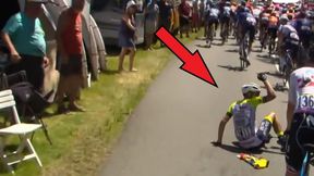 Kibic zarzucił na kolarza wędkę. Niecodzienna sytuacja na Tour de France [WIDEO]