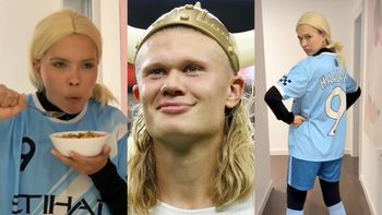 Sandra Kubicka z blond kucykiem wcina płatki z miski i udaje Erlinga Haalanda (ZDJĘCIA)