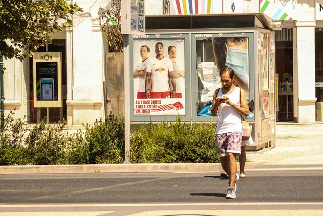 Reklamy RB Lipsk w Lizbonie / fot. Maciej Rogowski
