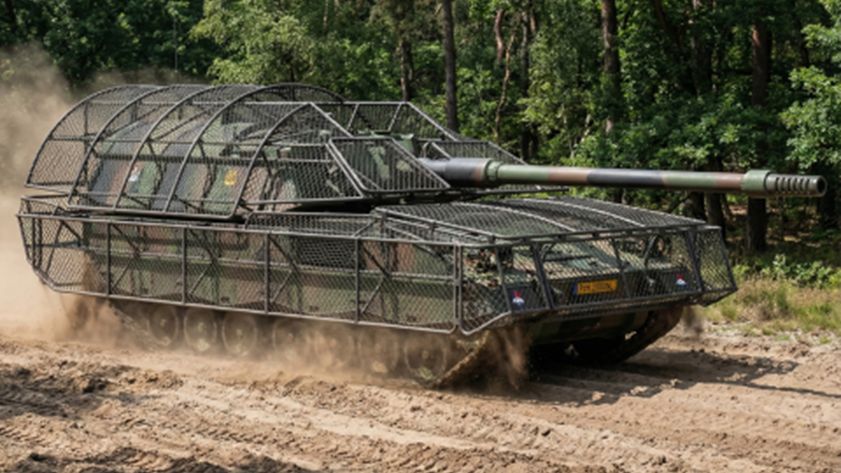 Wizualizacja PzH-2000 z pancerzem prętowym od  COBBS Industries.