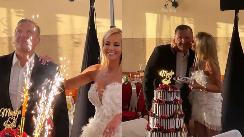 Monika Chwajoł w ultrakrótkiej mini bawi się na swoim drugim weselu