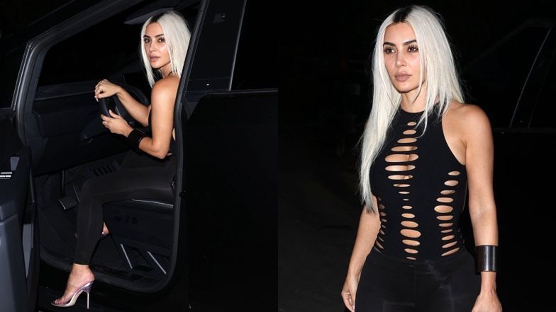 Kim Kardashian stuns in bold look while test-driving Tesla cyber truck