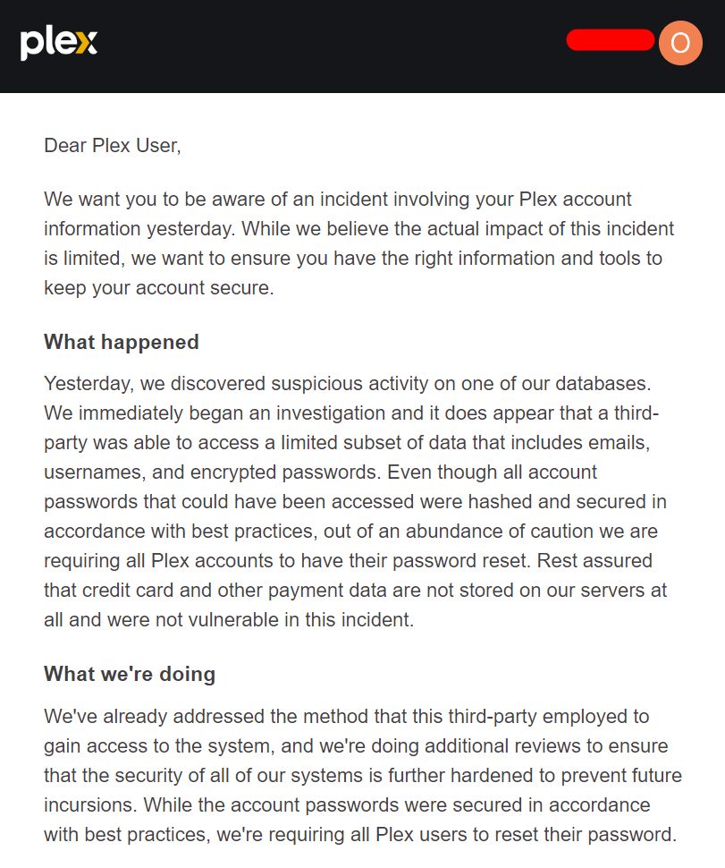 Wyciek danych z Plex. Druga część wiadomości
