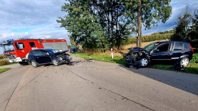 Nieustąpienie pierwszeństwa przyczyną wypadku. Dwie osoby w szpitalu (zdjęcia)