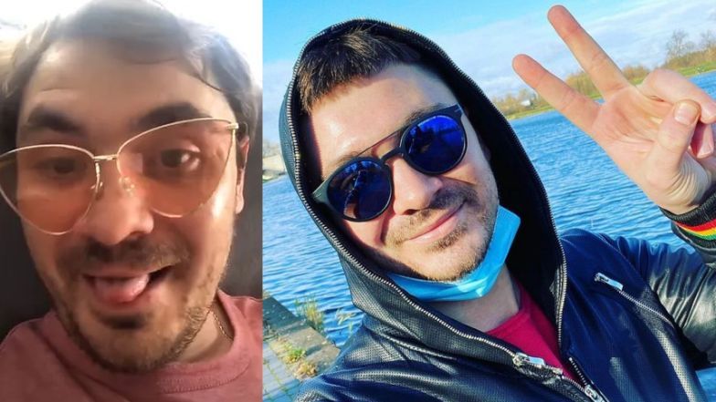 Daniel Martyniuk grabi liście na cmentarzu