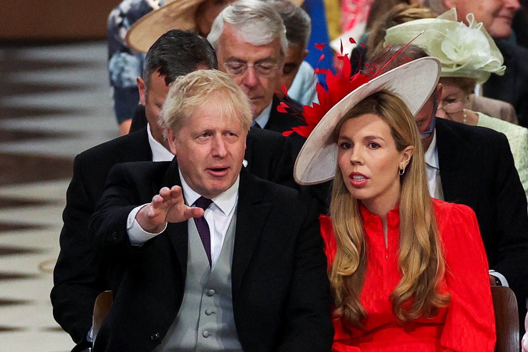 Boris Jonson z żoną Carrie na jubileuszu 70-lecia panowania królowej