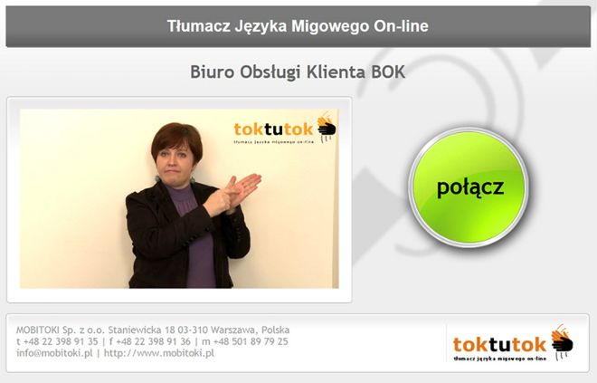 Toktutok - tłumacz języka migowego on-line