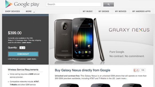 Galaxy Nexus do kupienia w Google Play