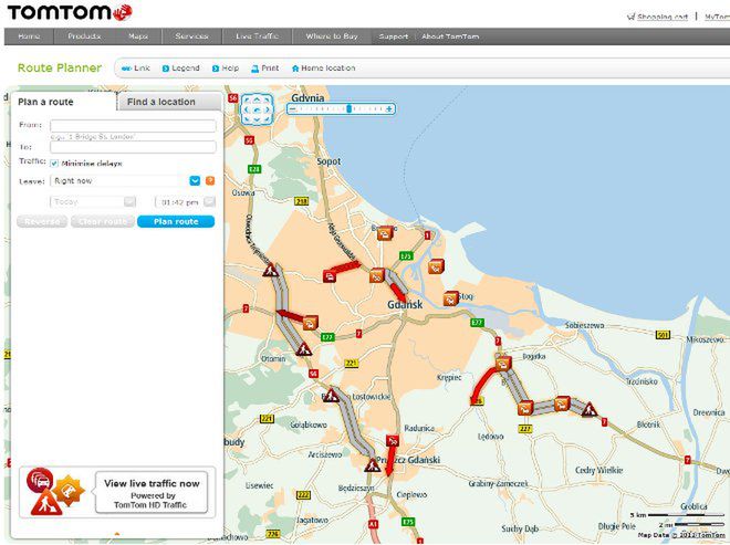 TomTom Route Planner - planowanie podróży na komputerze