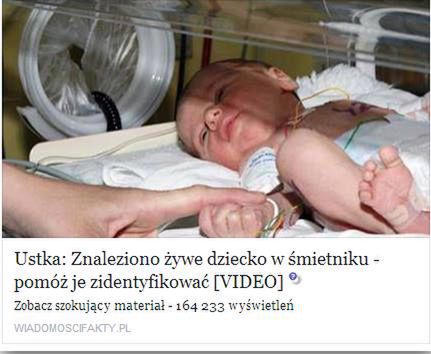 Dziecko znalezione w śmietniku? To kolejna podpucha facebookowa