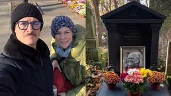 Mateusz Damięcki zabrał synów na cmentarz. Tak wygląda grób Macieja Damięckiego