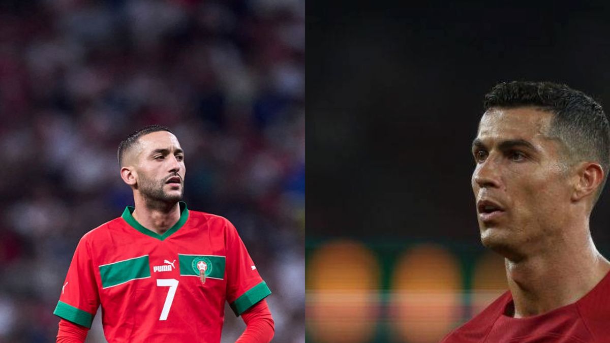 Getty Images / Alex Caparros oraz Carlos Rodrigues / Na zdjęciu: Hakim Ziyech i Cristiano Ronaldo