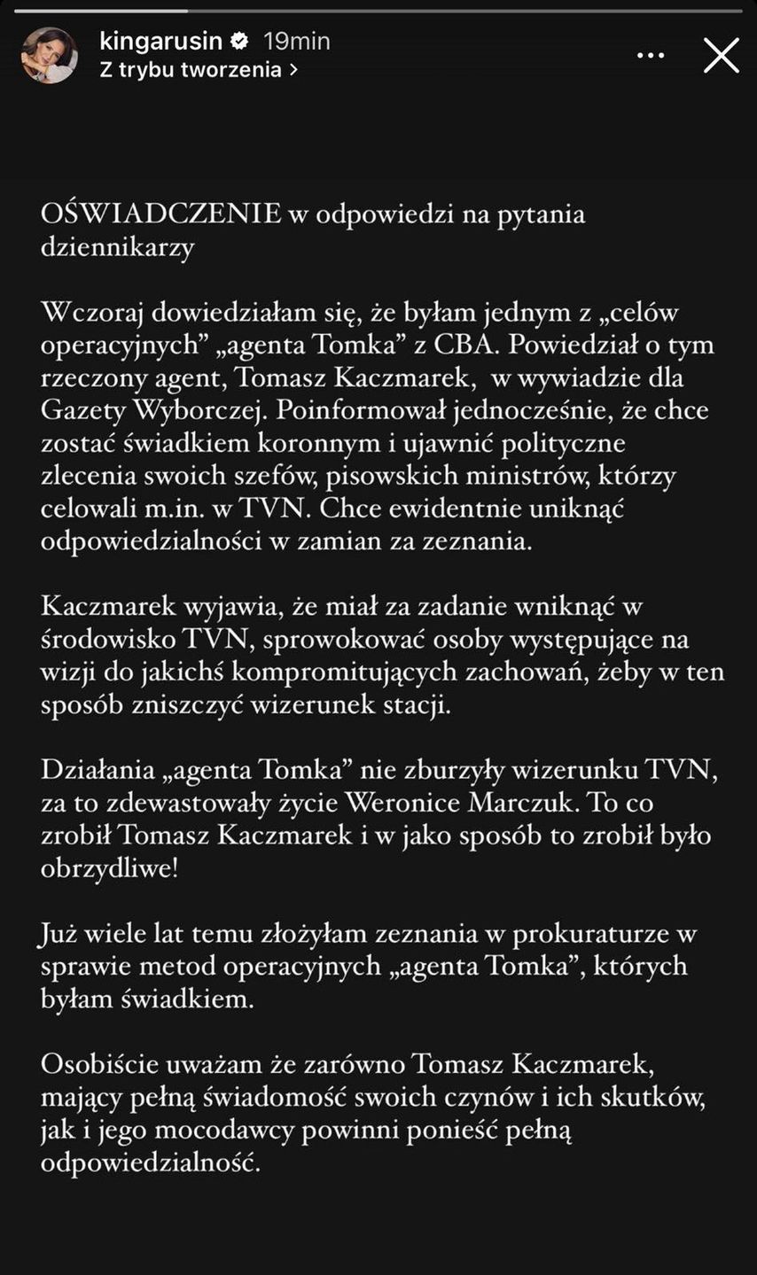 Oświadczenie Kingi Rusin