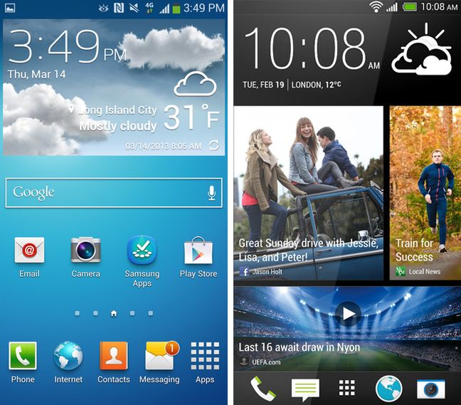 TouchWiz Nature UX 2.0 vs. HTC Sense 5.0