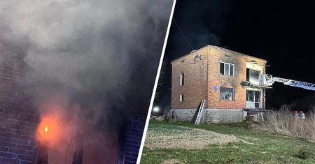 Pożar pustostanu w Sandomierzu. Dwie osoby uciekły na dach