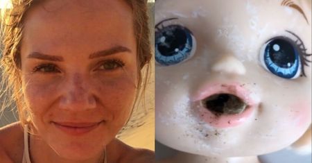 Siostra Zofii Zborowskiej WYDŁUBUJE KAŁ z ust lalki na Instagramie: "Stara, zaschnięta kupa"