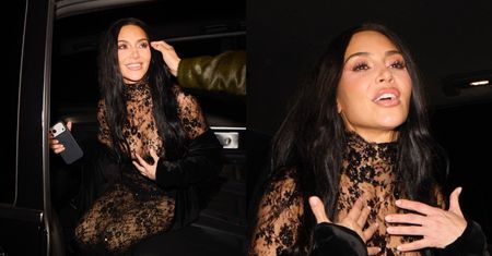Kim Kardashian w koronkach i prześwitach maszeruje NA RANDKĘ z Lewisem Hamiltonem (ZDJĘCIA)