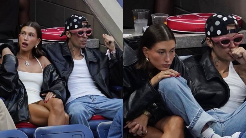 Znudzona Hailey Bieber i Justin z WYSTAWIONYM JĘZYKIEM stroją miny na meczu. Modelka zaliczyła WPADKĘ (ZDJĘCIA)