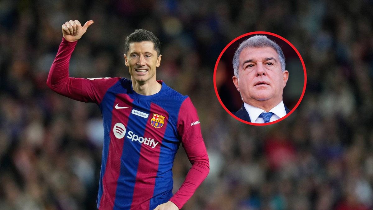 PAP / PAP/EPA/Siu Wu, David S. Bustamante/Soccrates/Getty Images / Na zdjęciu Robert Lewandowski. W ramce Joan Laporta