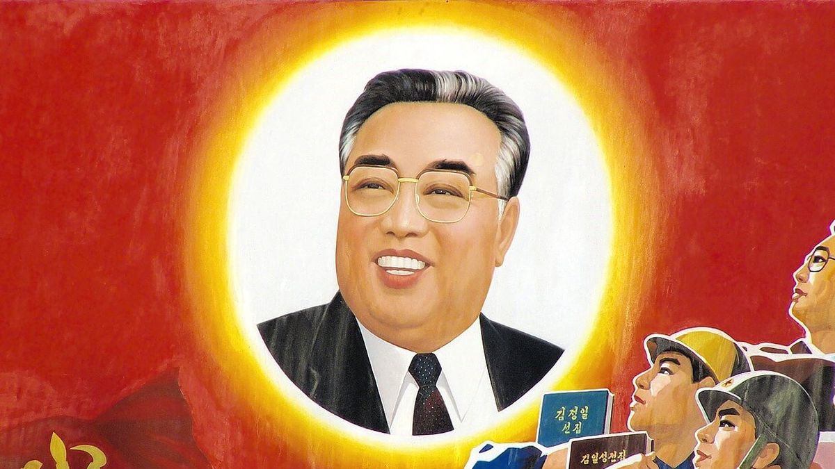 Kim Ir Sen, plakat propagandowy. Fot. yeowatzup, lic. CC BY 2.0