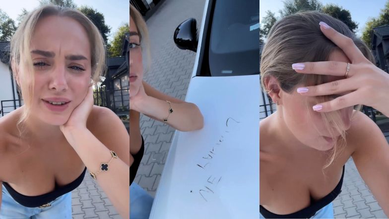 Gąsiewska skarży się na sąsiada. Pokazuje, co zrobił z jej autem