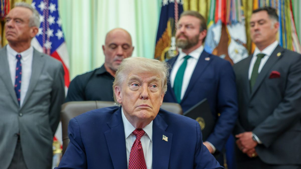 WASHINGTON, DC - APRIL 18: U.S. President Donald Trump speaks in the Oval Office after signing an Executive Order April 18, 2026 in Washington, DC. The executive order directs the Food and Drug Administration to issue new guidance on the use of psychedelic drugs intended for clinical trials for U.S. veterans suffering from Post Traumatic Stress Disorder. 2 (Photo by Tasos Katopodis/Getty Images)