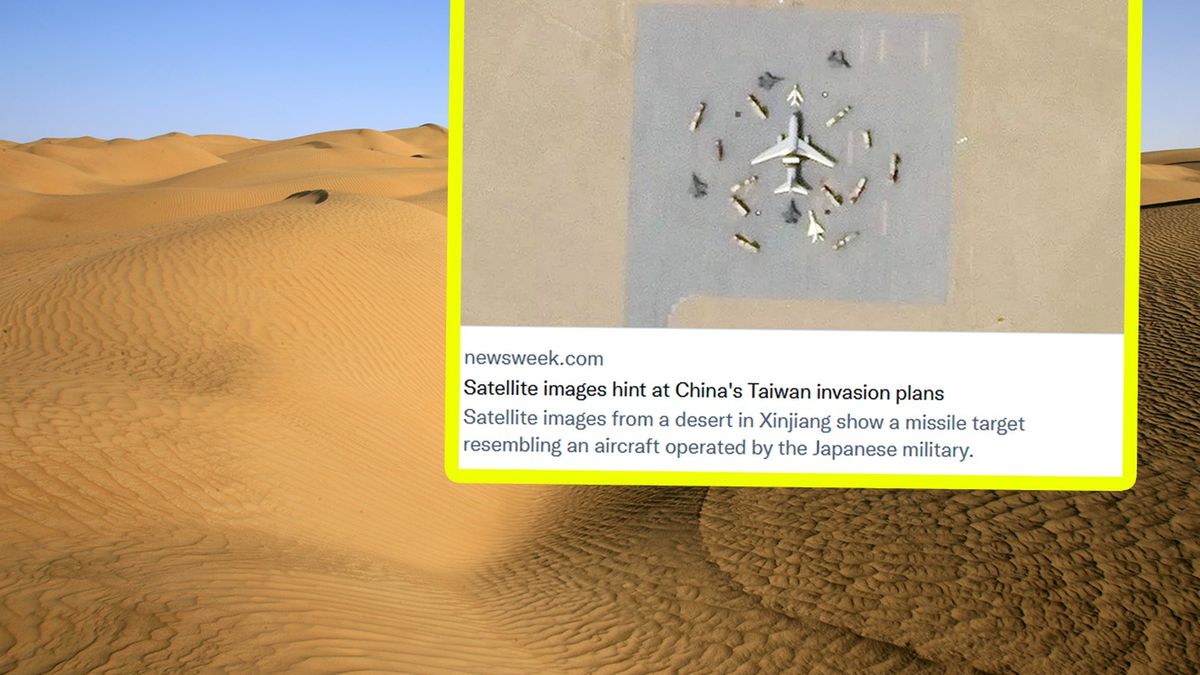 Chińczycy zbudowali na pustyni Takla Makan atrapę japońskiego samolotu bojowego