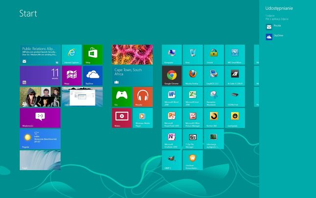 Windows 8 - udostępnianie (charm bar)