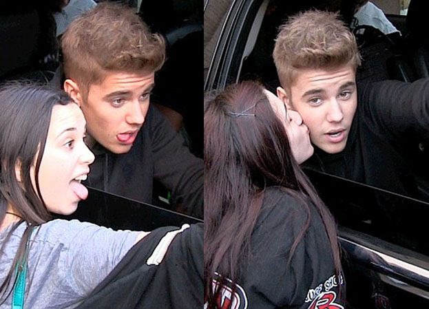 Bieber pozuje z fanami w oknie limuzyny… (ZDJĘCIA)