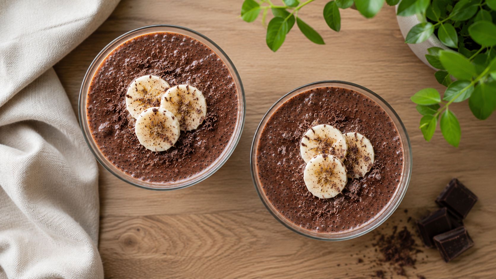 Czekoladowy pudding z tapioki z bananem