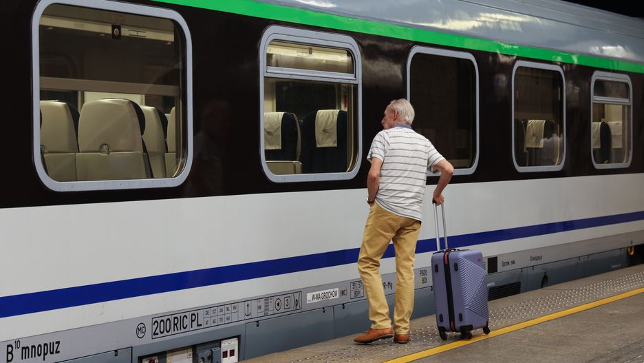 PKP Intercity train is seen at the Warszawa Centralna railway station in Warsaw, Poland on August 16, 2024. (Photo by Jakub Porzycki/NurPhoto via Getty Images)