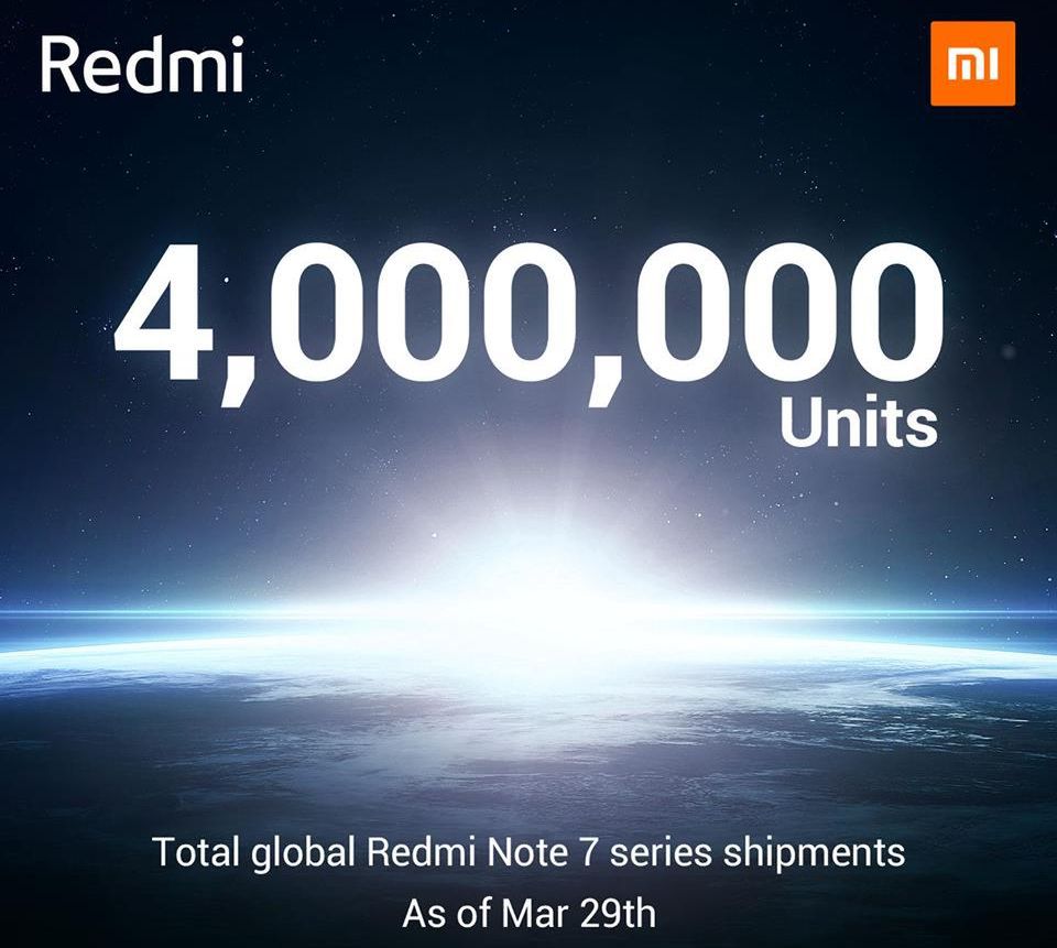 4 mln sprzedanych smartfonów z linii Redmi Note 7 do 29 marca 2019 roku