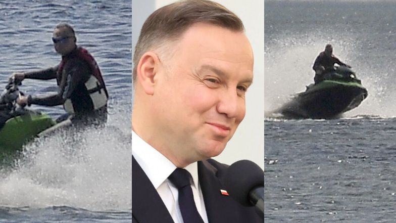 Andrzej Duda korzysta z wakacji, szalejąc na SKUTERZE WODNYM w Juracie (ZDJĘCIA)