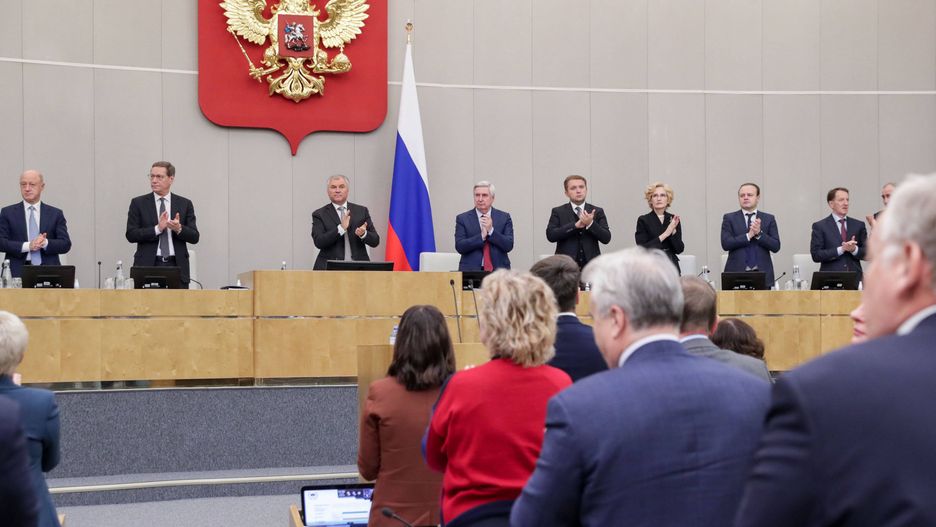 Russian State Duma ratifies agreements on the admission of four new subjects to Russia
epa10221309 A handout picture made available by the Russian State Duma press service shows First Deputy Speaker Alexander Zhukov (2nd-L), State Duma Chairman Vyacheslav Volodin (3d-L) and Deputy Speaker Ivan Melnikov (4th-L) and deputies during the Russian State Duma plenary session in Moscow, Russia, 03 October 2022. The State Duma, the lower house of the Federal Assembly of Russia, ratified agreements on the admission of four new subjects to the Russian Federation: the Donetsk and Luhansk People's Republics, Kherson and Zaporizhzhia regions of Ukraine. From 23 to 27 September, residents of the self-proclaimed Luhansk and Donetsk People's Republics as well as the Russian-controlled areas of the Kherson and Zaporizhzhia regions of Ukraine voted in a so-called 'referendum' to join the Russian Federation. Putin held a signing ceremony to annex the four areas last week.  EPA/RUSSIAN STATE DUMA PRESS SERVICE HANDOUT  HANDOUT EDITORIAL USE ONLY/NO SALES 
Dostawca: PAP/EPA.
RUSSIAN STATE DUMA PRESS SERVICE HANDOUT