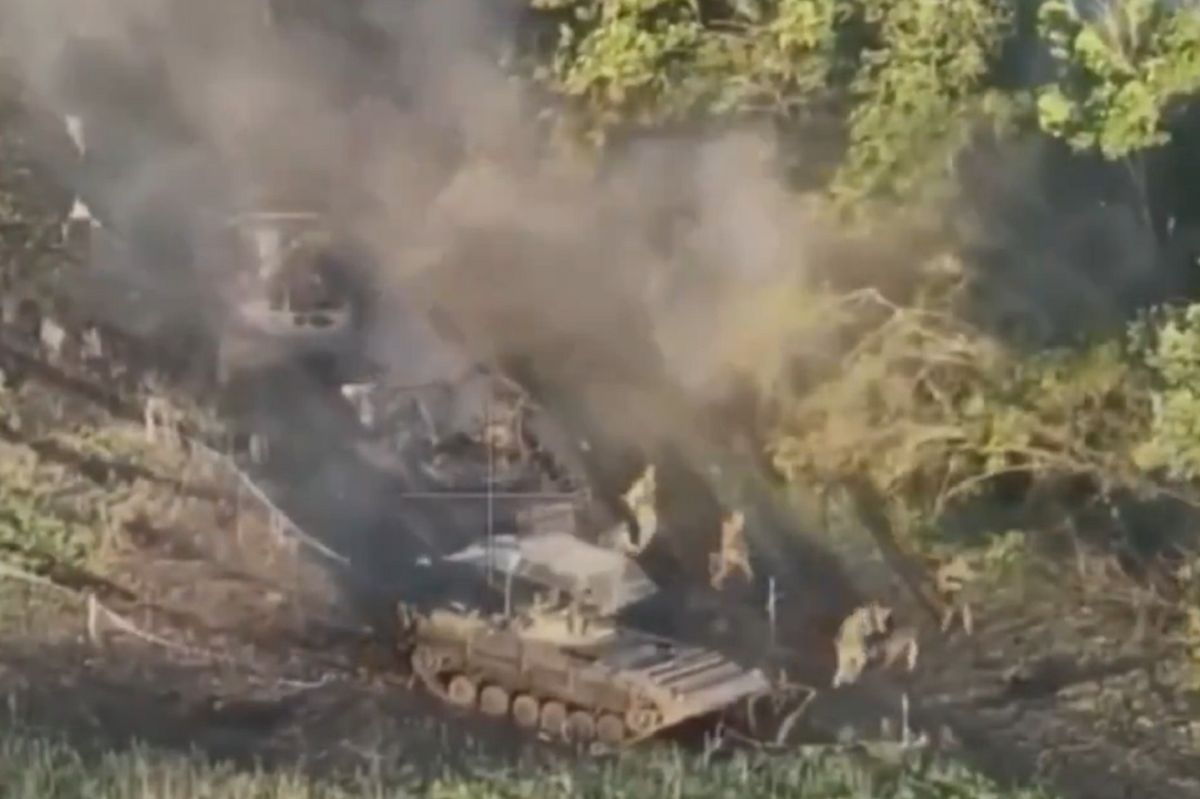 Russians hit a mine. The footage has been posted online