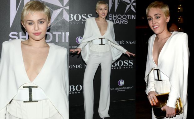 "Elegancka" Miley w białym kombinezonie... (ZDJĘCIA)