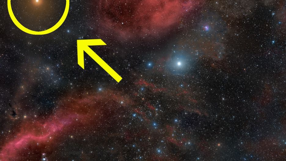 Fragment gwiazdozbioru Oriona z oznaczoną Betelgezą