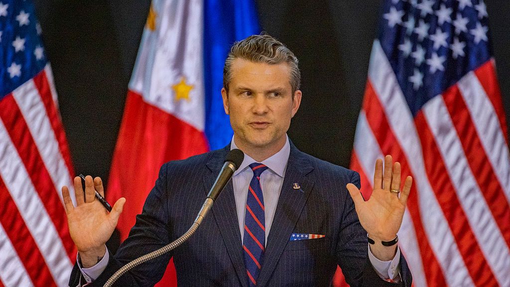 U.S. Defense Secretary Hegseth Visits The Philippines
MANILA, PHILIPPINES - MARCH 28: U.S. Defense Secretary Pete Hegseth speaks during his visit at Camp Aguinaldo on March 28, 2025 in Quezon city, Metro Manila, Philippines. U.S. Defense Secretary Pete Hegseth is in the Philippines, focusing on strengthening security cooperation and addressing concerns in the South China Sea. (Photo by Ezra Acayan/Getty Images)
Ezra Acayan