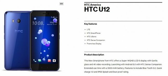 HTC U12+ na stronie Open Development sieci Verizon