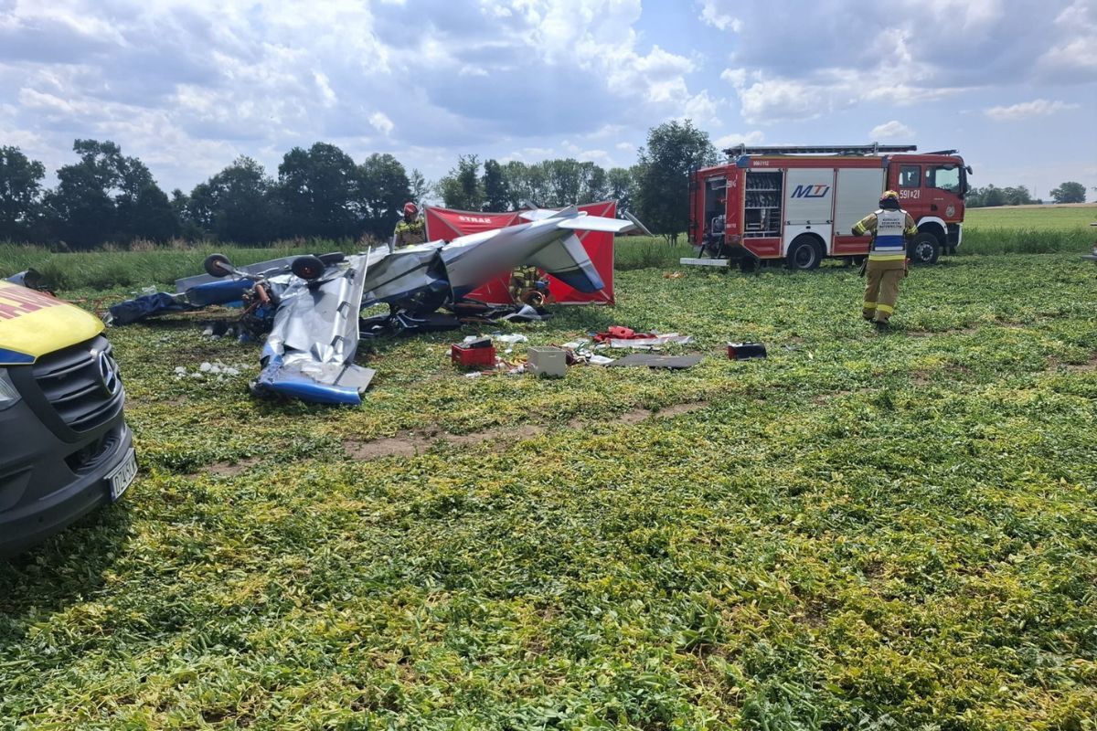 Wypadek awionetki na Dolnym Śląsku. Pilot zabrany przez LPR