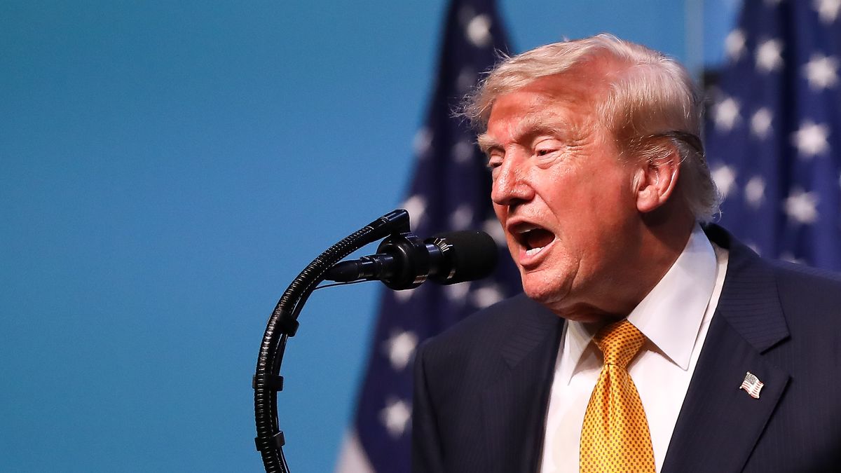 Donald Trump, President of the United States, speaks during a press conference at the NATO Summit at the Presidential Complex in Ankara, Turkiye, on July 8, 2026. The North Atlantic Treaty Organization (NATO) is an international political and military organization established by the North Atlantic Treaty. Its members commit to protecting each other from any threat. The NATO Summit takes place this year in Ankara, where the NATO Public Forum and the NATO Summit Defense Industry Forum are held. (Photo by Klaudia Radecka/NurPhoto via Getty Images)