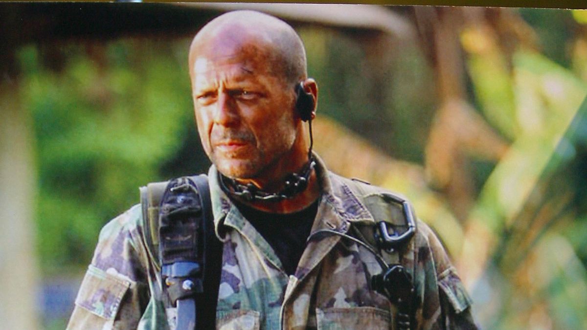 Bruce Willis Promotes 'Tears of the Sun'Feb 26, 2003; New York, NY, USA; Actor BRUCE WILLIS making an appearance at Planet Hollywood in Times Square to promote his latest action flick 'Tears of the Sun.' Poster from the movie.Mandatory Credit: Photo by/ZUMA Press./OKO NA SWIAT