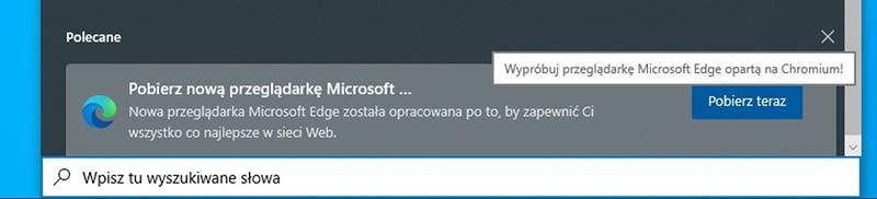 Windows 10 Edge reklama