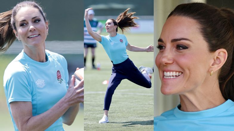 Zwinna niczym antylopa Kate Middleton prezentuje swoje umiejętności w rugby (ZDJĘCIA)