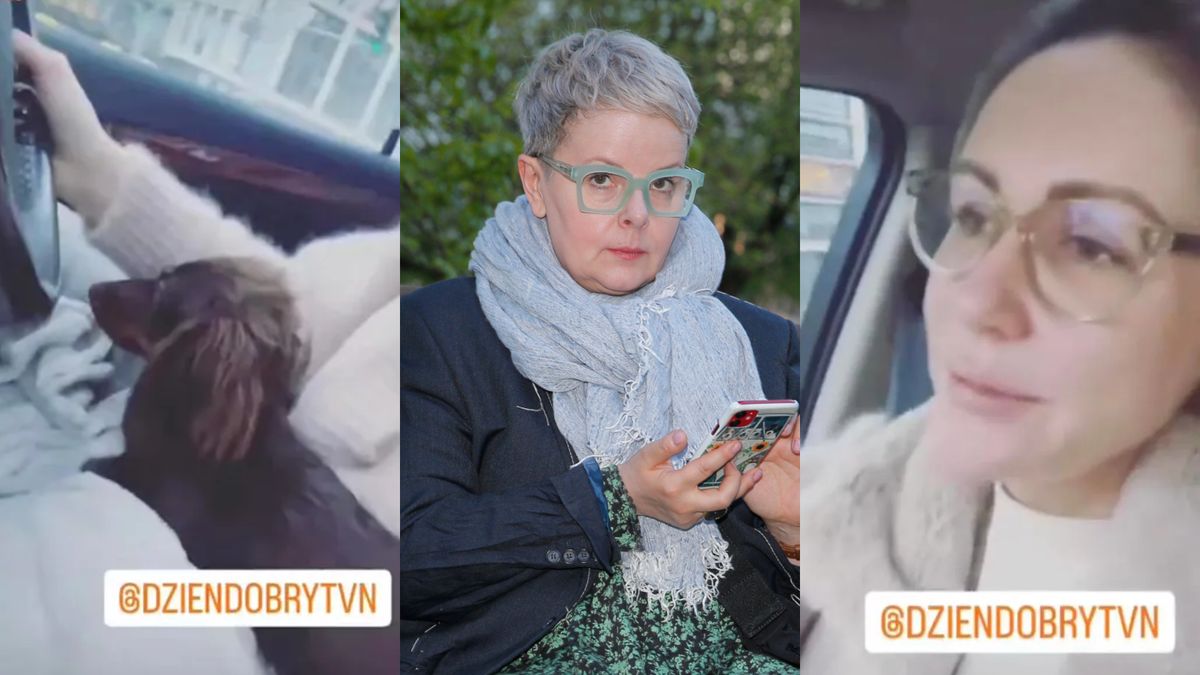 Małgorzata Ohme kaja się po prowadzeniu z telefonem w ręku i psem na kolanach. Karolina Korwin Piotrowska komentuje