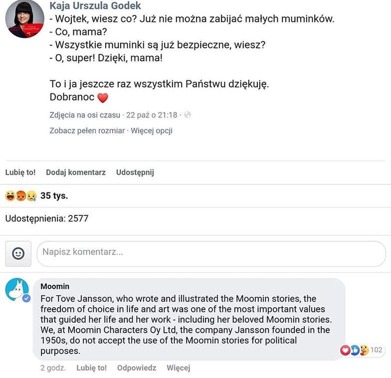Wpis Muminków pod postem Kai Godek