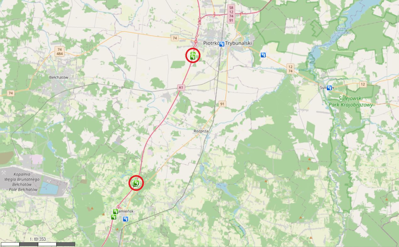 Najdłuższy odcinkowy pomiar prędkości - A1 pod Łodzią